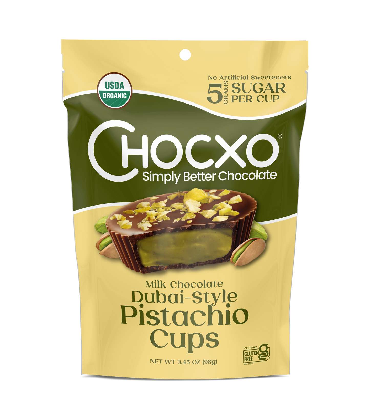 CHOCXO DUBAI-STYLE PISTACHIO CUPS - 98 G