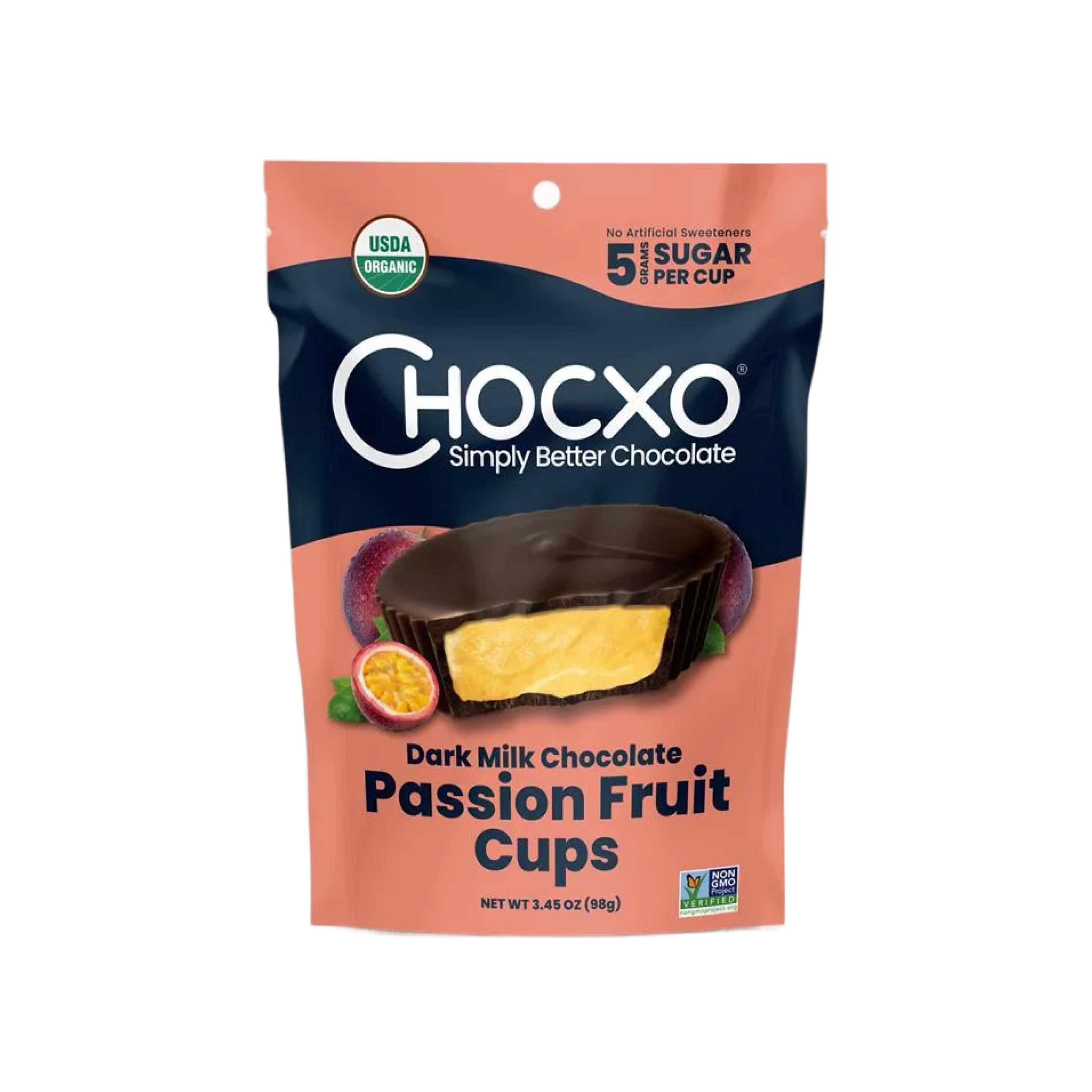 Dark Milk Chocolate Passion Fruit Cups – Chocxo Dark Milk Chocolate Passion Fruit Cups – Chocxo