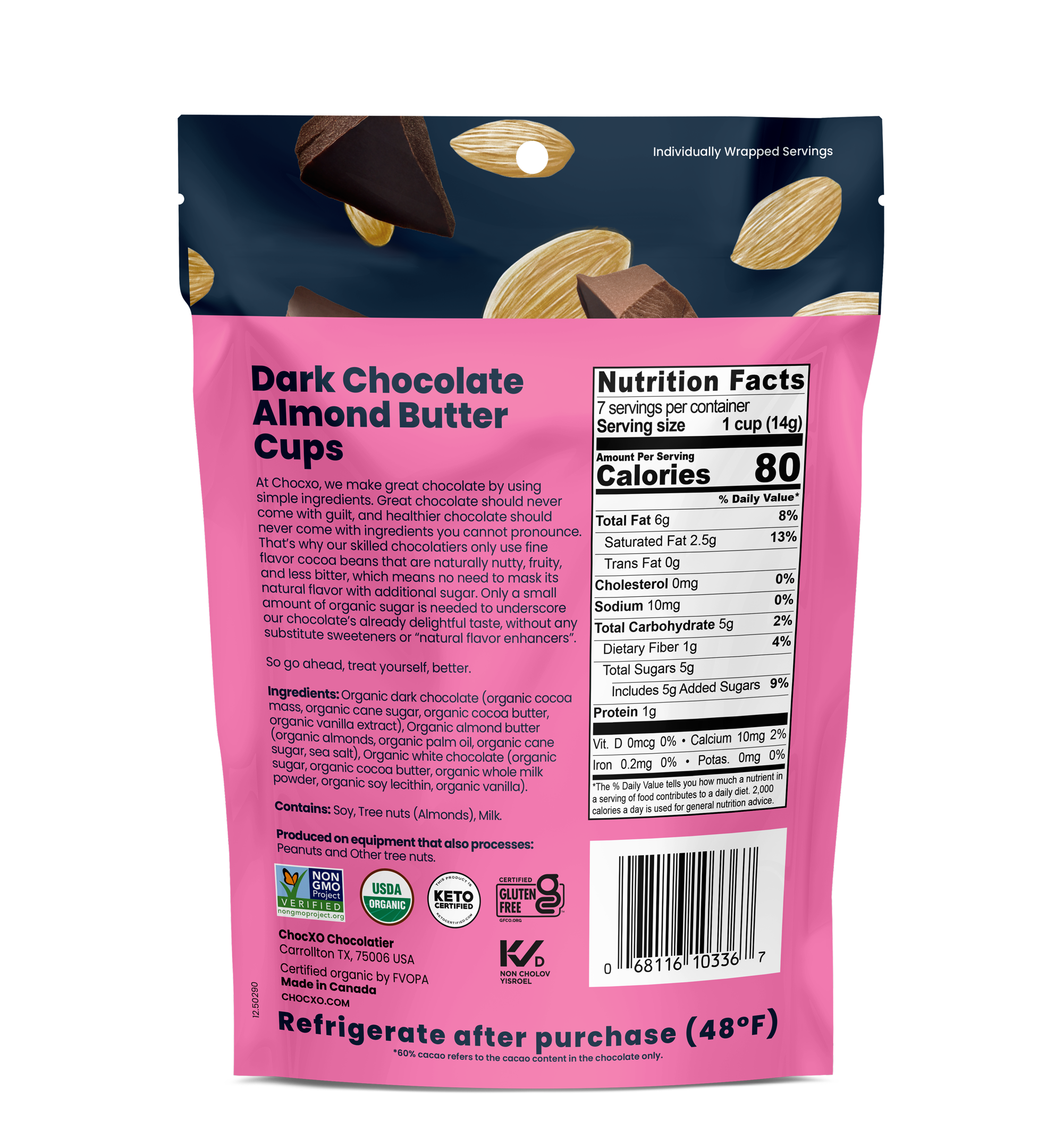 Dark Chocolate Almond Butter Cups Chocxo Snacks